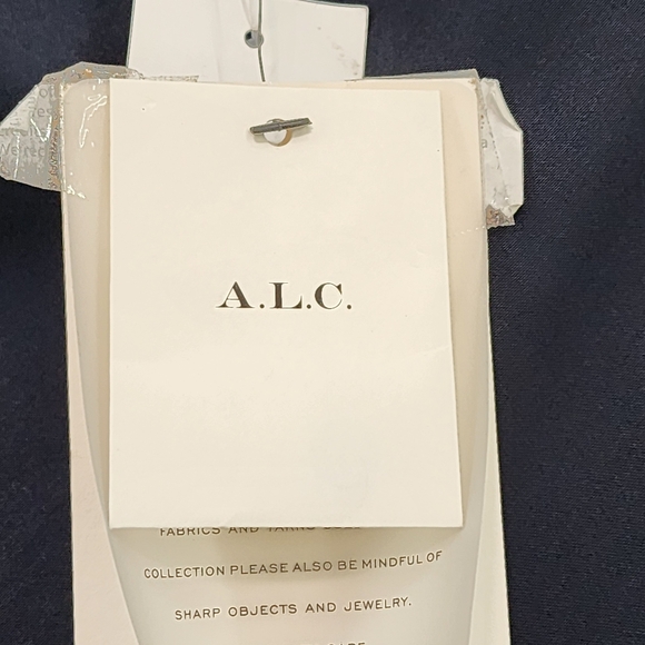 A.L.C. Alessia Navy Asymmetrical Dress with Black Lace - Picture 11 of 11